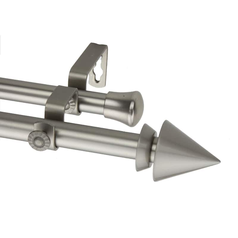InStyleDesign Summit Adjustable Double Curtain Rod - 28 to 48 inches - satin nickel