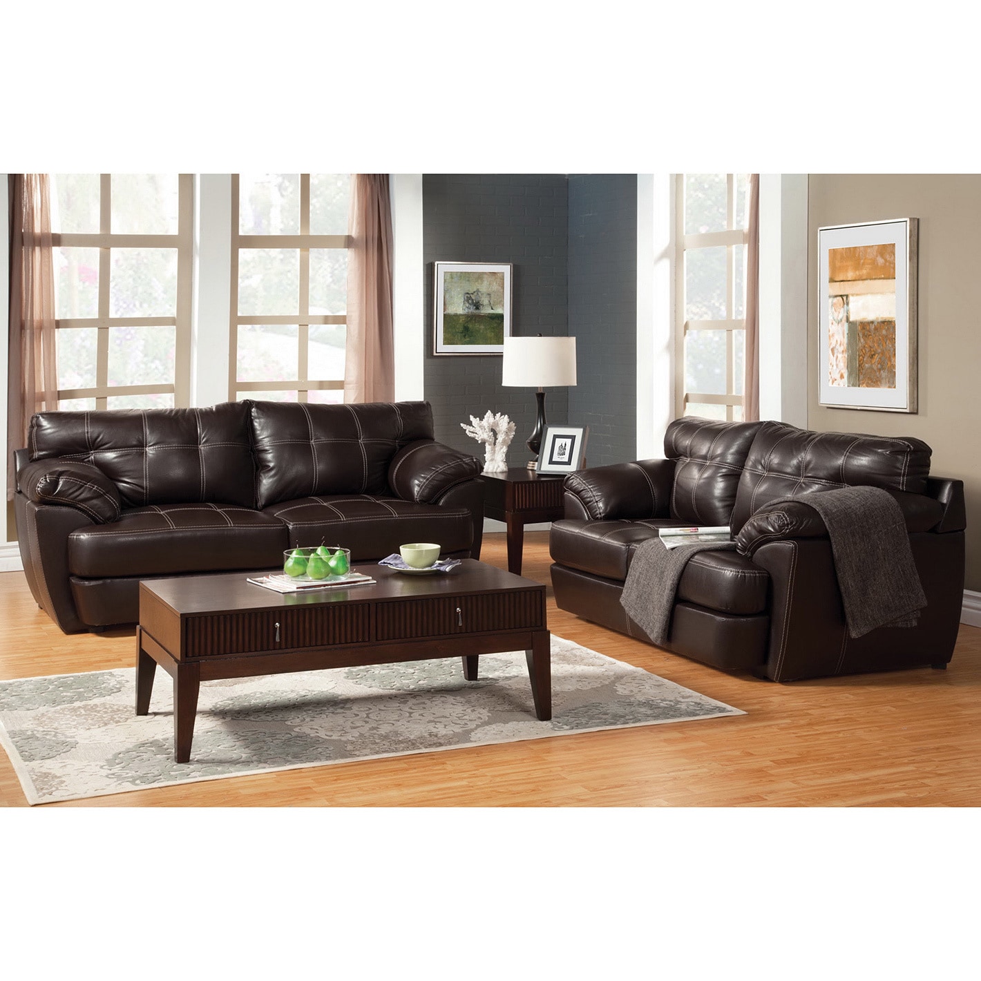 Furniture Of America Marzoni Contemporary Leatherette 2 piece Sofa Set