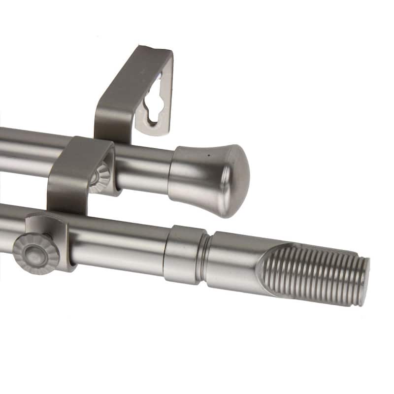 InStyleDesign Barra Adjustable Double Curtain Rod - 28 to 48 inch - Nickel Finish/Satin/Silver Finish - satin nickel