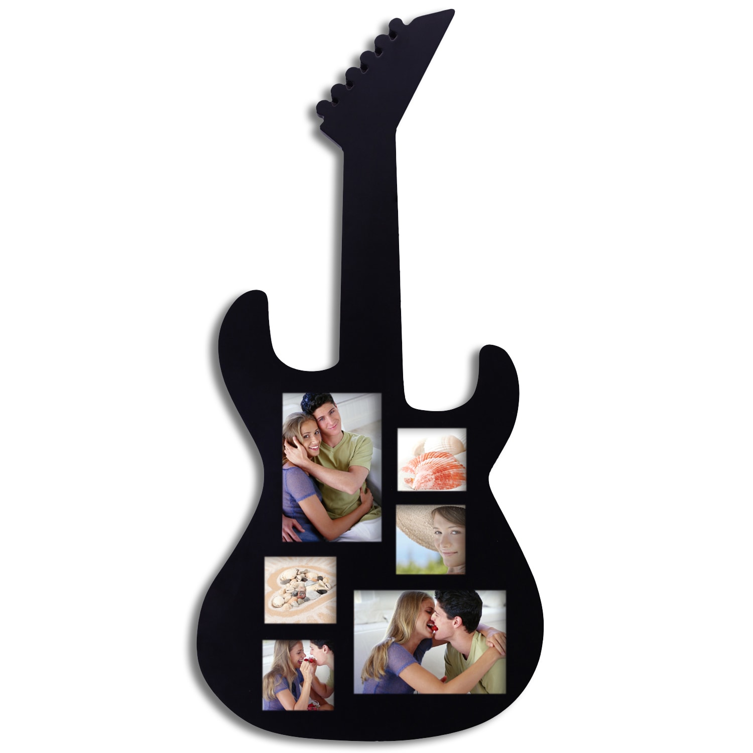 Adeco 6 opening Guitar Picture Collage Black Frame