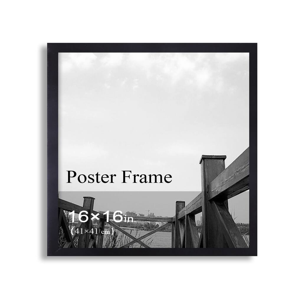 Adeco Clear Plexiglass Window Black Poster Frame (16 x 16 inches)