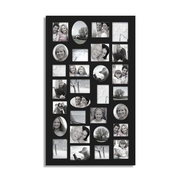 Shop Adeco Decorative Black Wood Wall Hanging Collage Photo Frame with 29 Openings Free