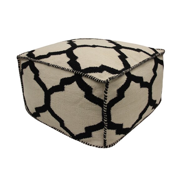 Shop Handmade Black/ Ivory Vase Outdoor Pouf Ottoman (United States