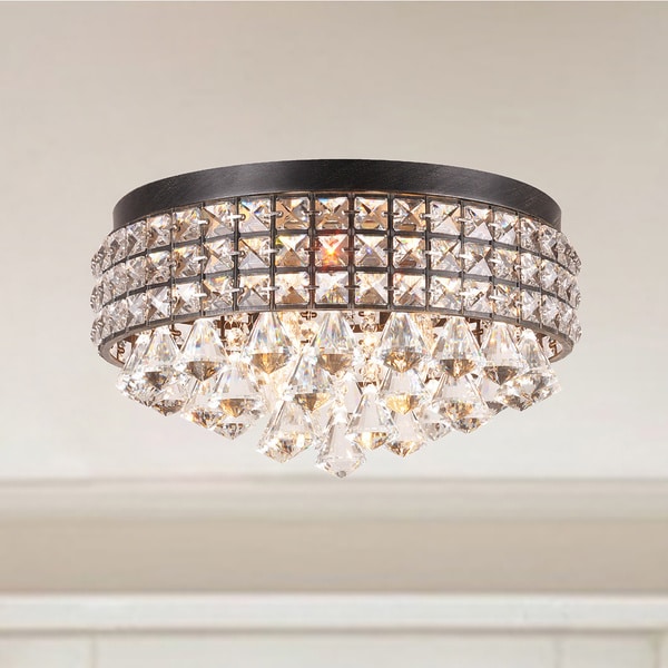 Jolie Iron Shade Crystal Flush Mount Chandelier - Free ...