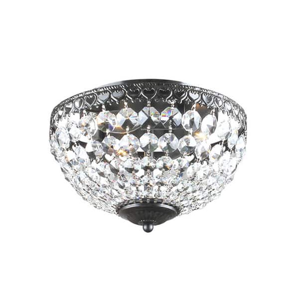Antique Black Rita Crystal Flush Mount Chandelier - Antique Bronze