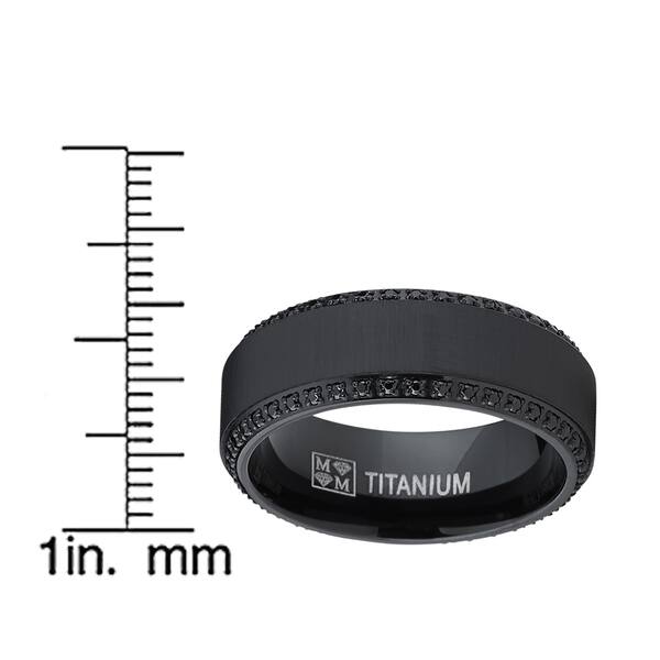 Blackplated Titanium Mens Black CZ Comfort Fit Wedding Band (8 mm)