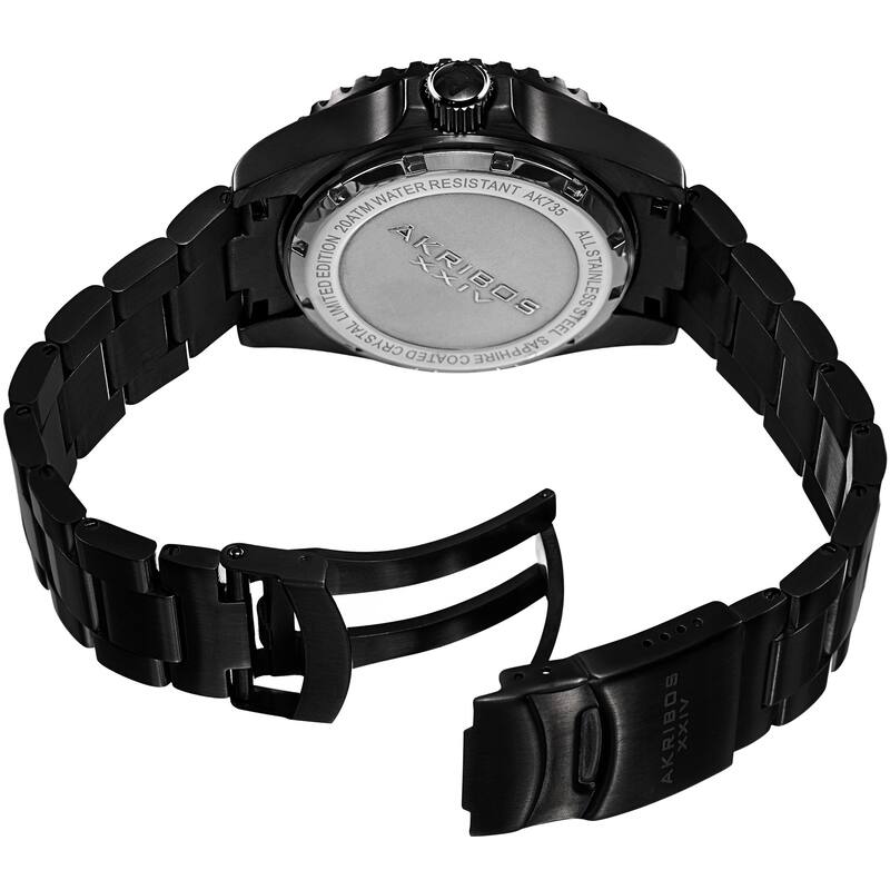 Akribos XXIV Men's Divers Quartz Date Black Bracelet Watch
