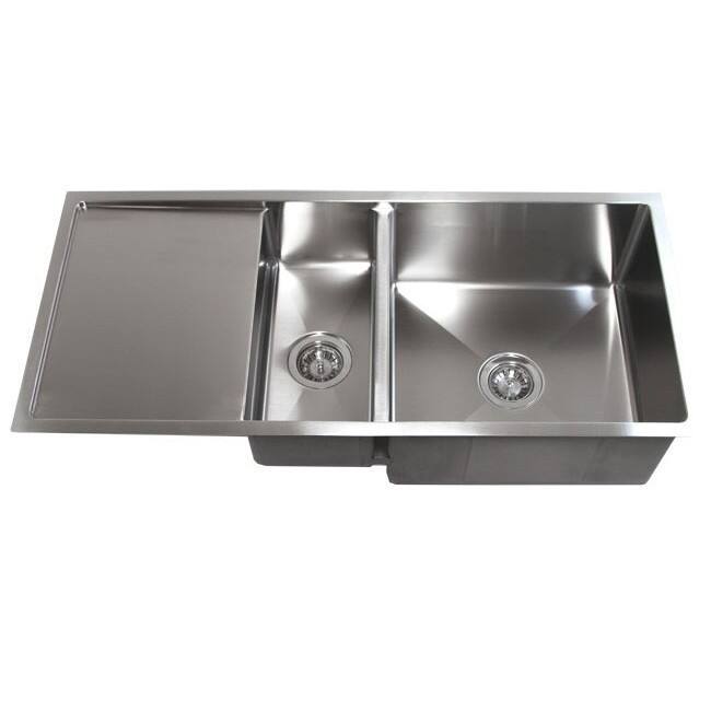 42-inch Double Bowl Undermount 15mm Radius Kitchen Sink with 13-inch Drainboard