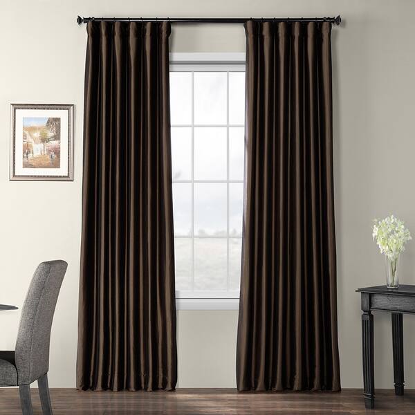 Shop Faux Silk Taffeta Solid Blackout Single Curtain Panel On