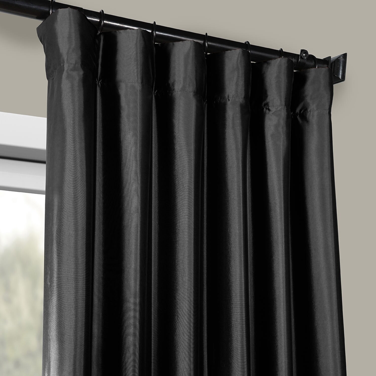 Shop Faux Silk Taffeta Solid Blackout Single Curtain Panel On