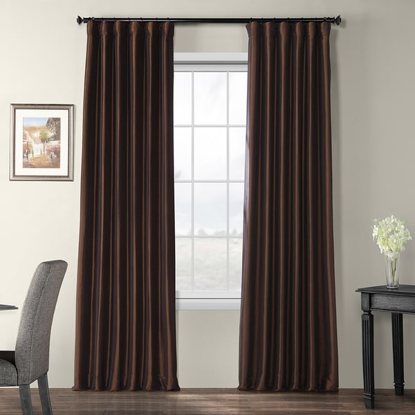 Faux Silk Taffeta Solid Blackout Single Curtain Panel