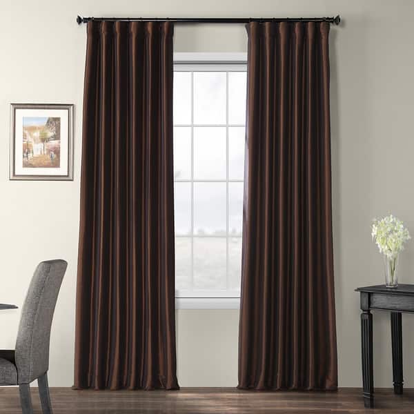 Shop Faux Silk Taffeta Solid Blackout Single Curtain Panel On