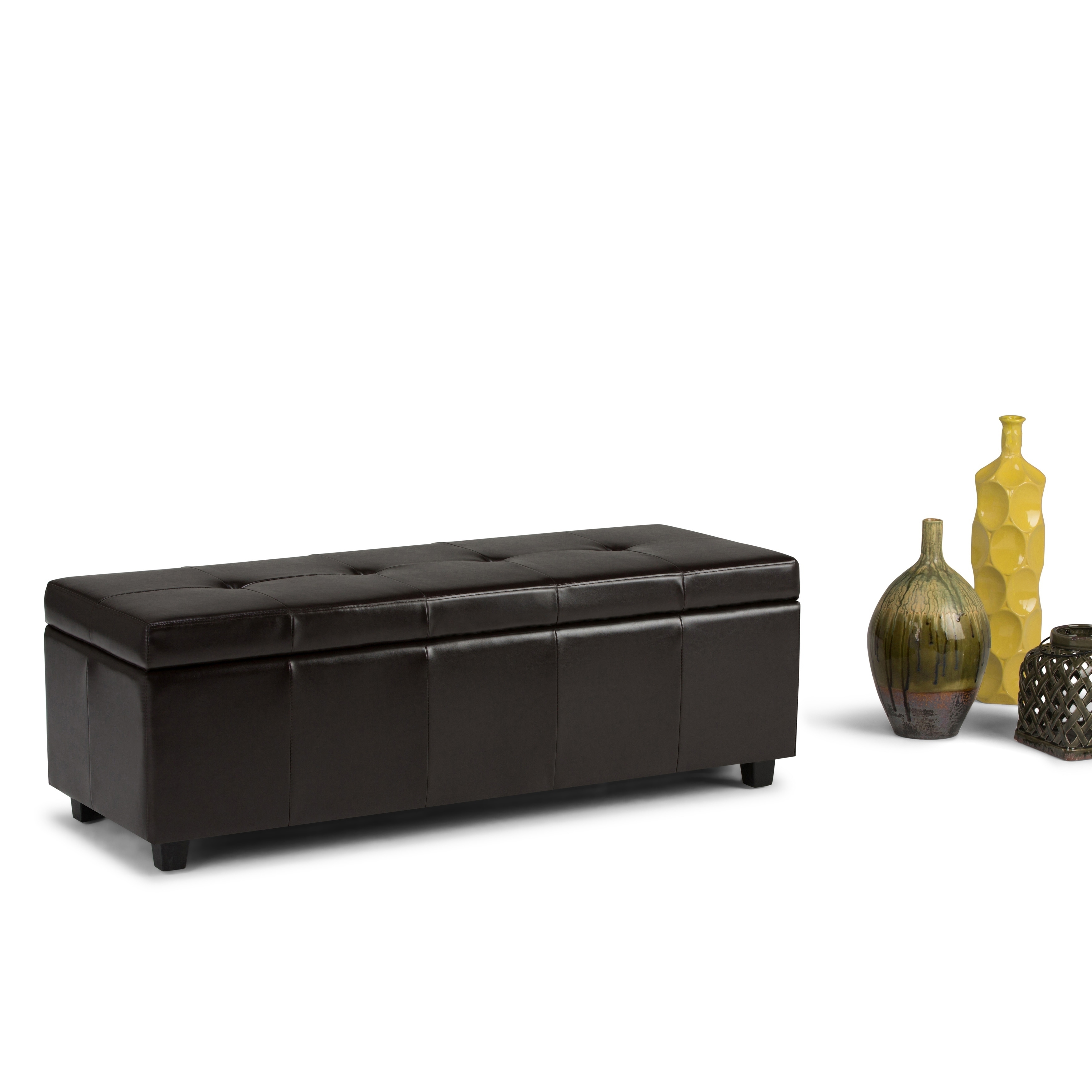 Cambridge Collection Dark Brown Bonded Leather Storage Ottoman