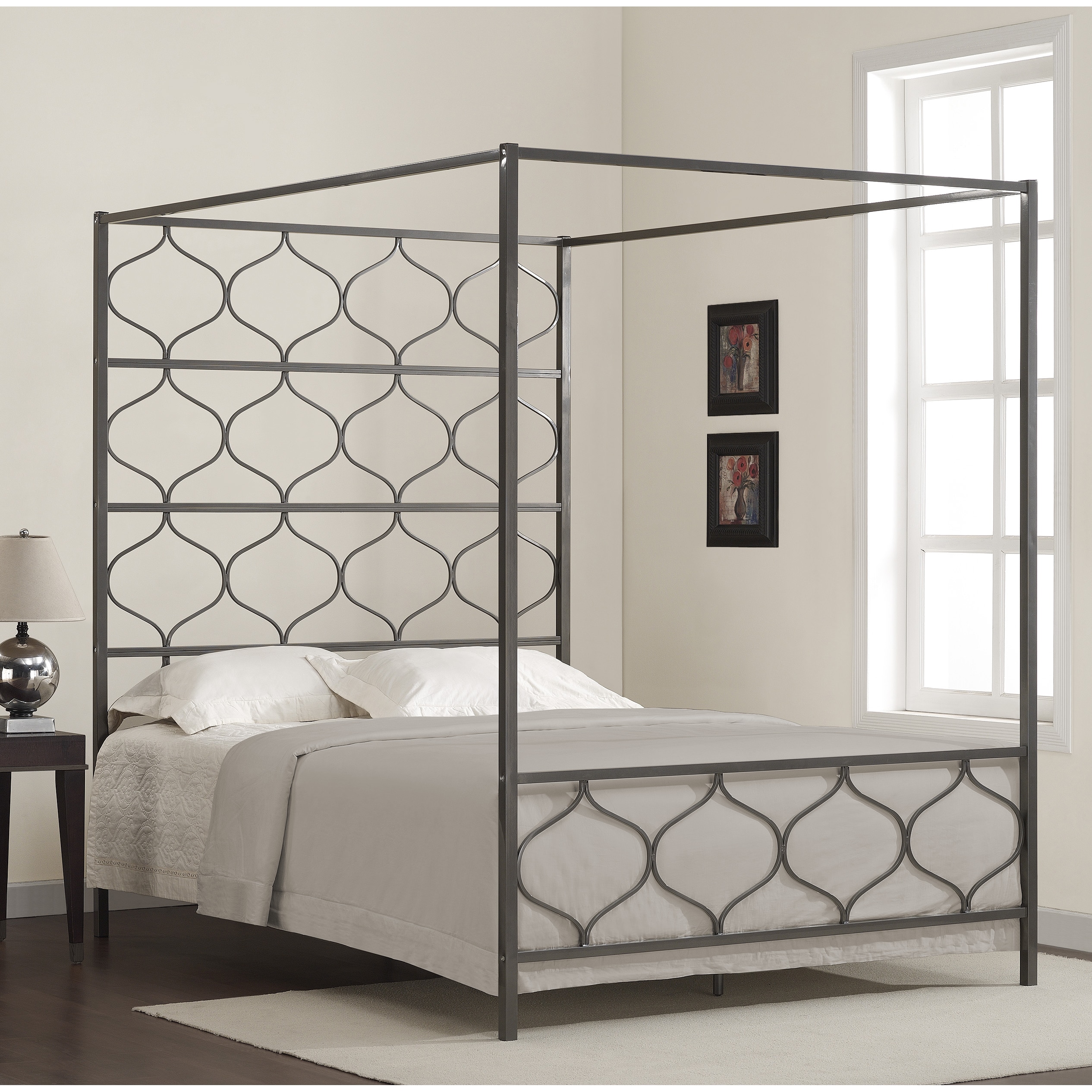 Dimensions Marnie Queen Canopy Bed Metallic Size Queen