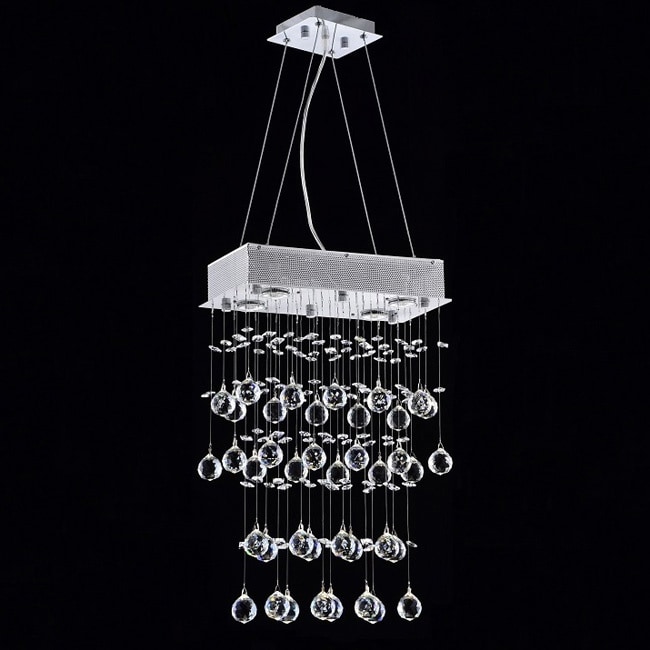 Falling Rain Rectangular 4 light Chrome And Crystal Chandelier