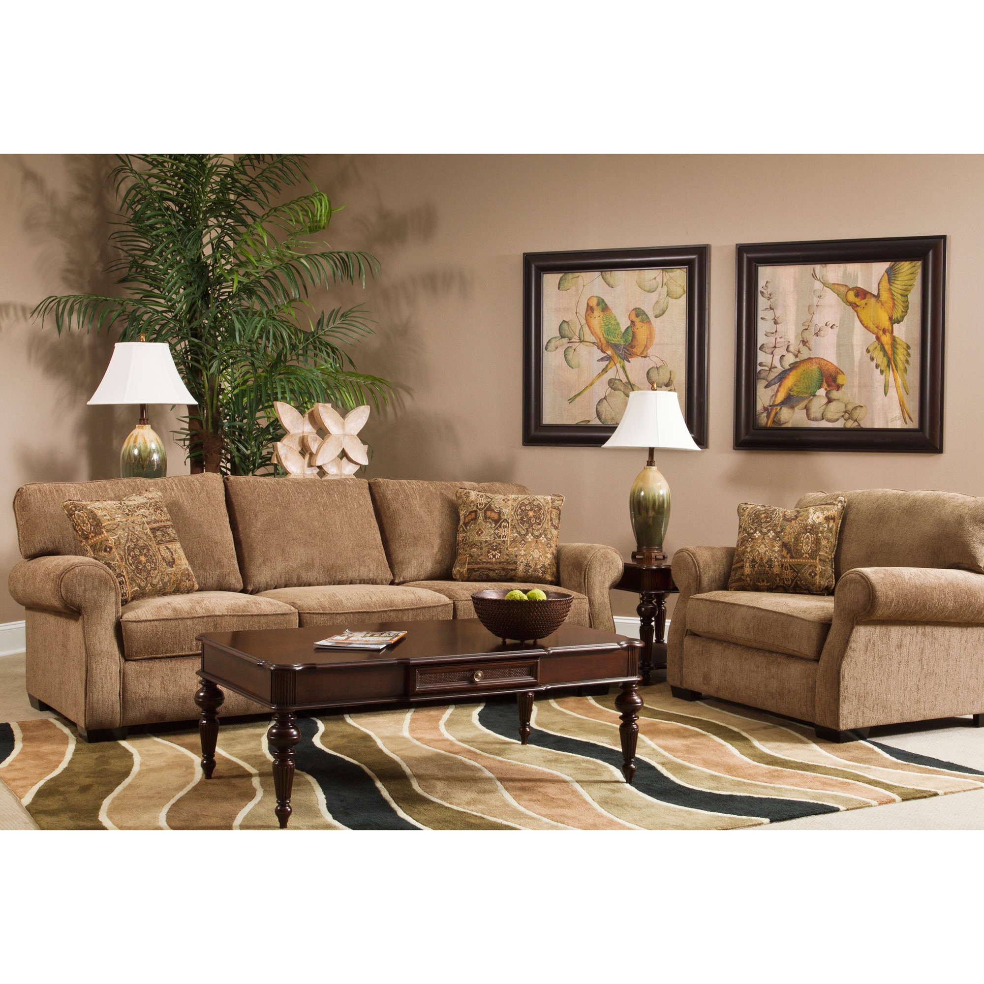 Julian Light Brown 2 piece Sofa Set