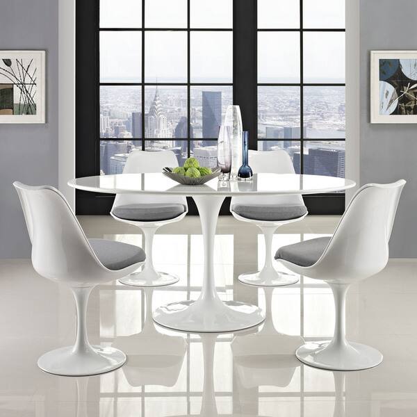 Strick Bolton Isola Wood Top White 60 Inch Oval