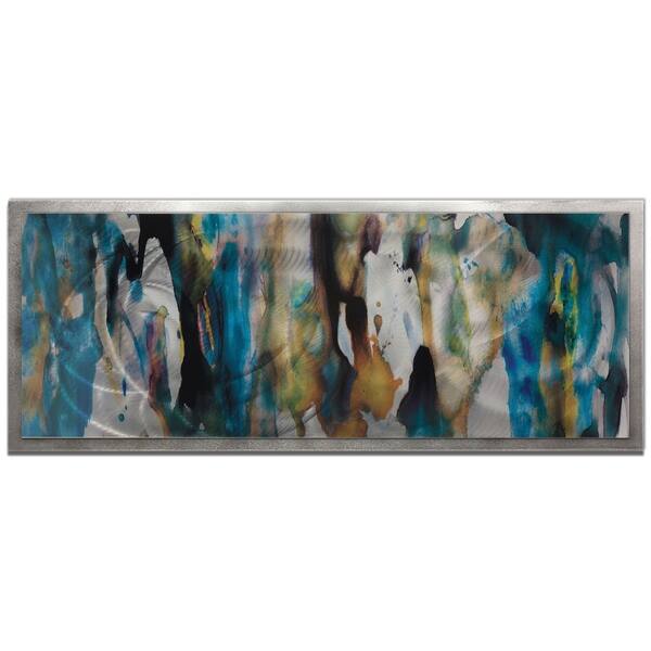 Shop Cool Colors Metal Wall Art Watercolor Composition Blue Tan Silver Abstract Metal Artwork Overstock 9087197