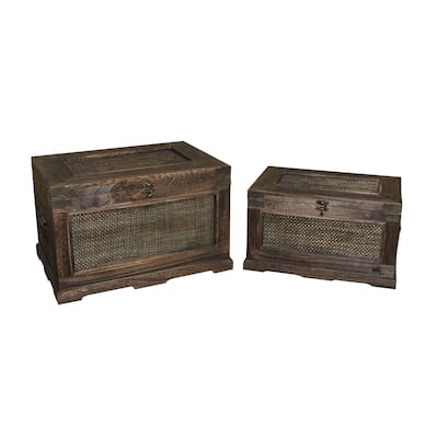 Handmade Decorative Wooden Boxes (Set of 2) (China) - 17 x 11