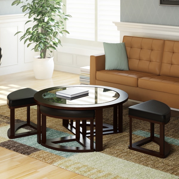 Shop CorLiving Belgrove Espresso Coffee Table And Stool