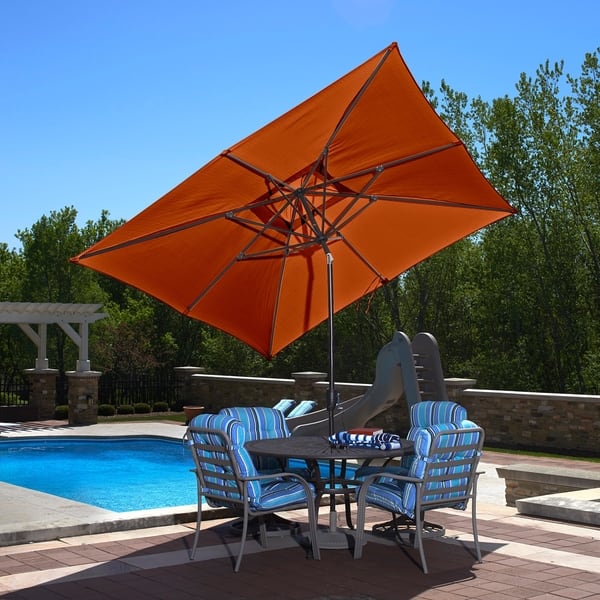 Shop Caspian 8 Ft X 10 Ft Rectangular Market Umbrella Push Button Tilt With Olefin Canopy In Terracotta As Is Item Overstock 28386840