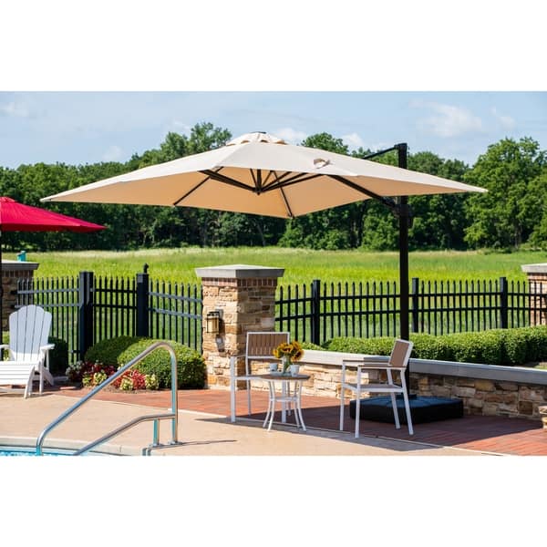 Shop Black Friday Deals On Santorini Ii Fiesta 10 Ft Square Cantilever Solar Led Umbrella Sunbrella Acrylic Overstock 9087467