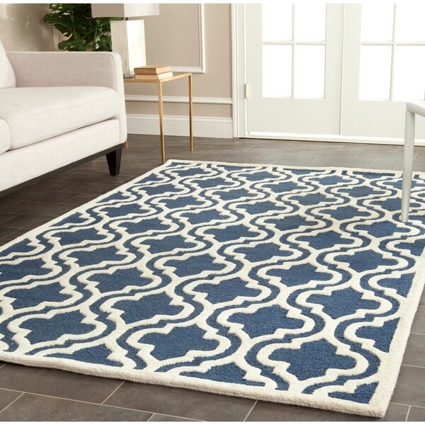 Safavieh Handmade Moroccan Cambridge Navy/ Ivory Wool Rug - 11'6 x 16'