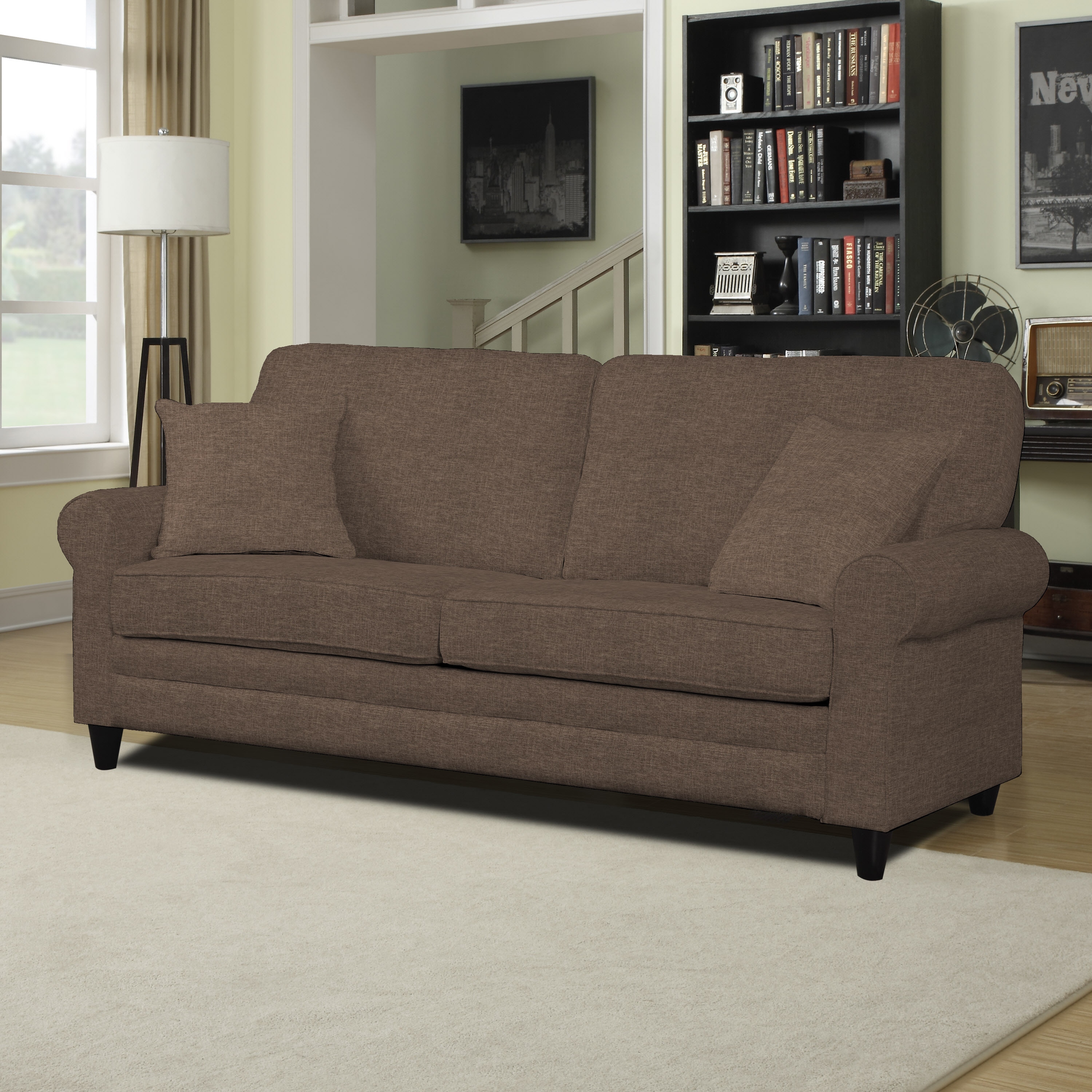 Portfolio Bradley Chocolate Brown Linen Sofast Sofa