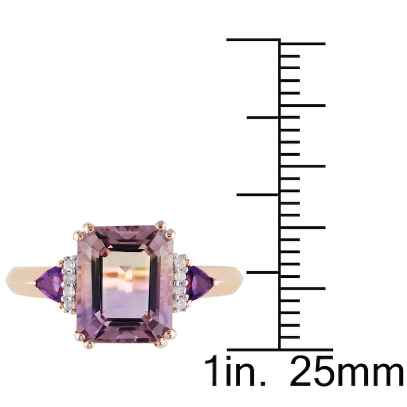 Rose Plated Sterling Silver Ametrine/Amethyst/Diamond Accent Ring by Miadora