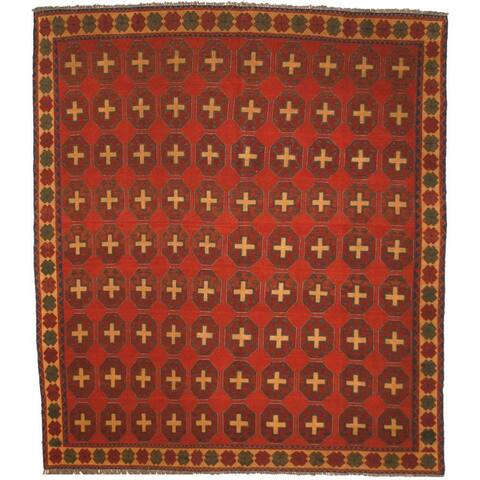 Handmade One-of-a-Kind Soumak Wool Rug (Afghanistan) - 7'9 x 9'