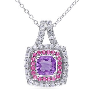 Miadora Pink Silver 1 3/4ct TGW Amethyst and Created Pink Sapphire ...