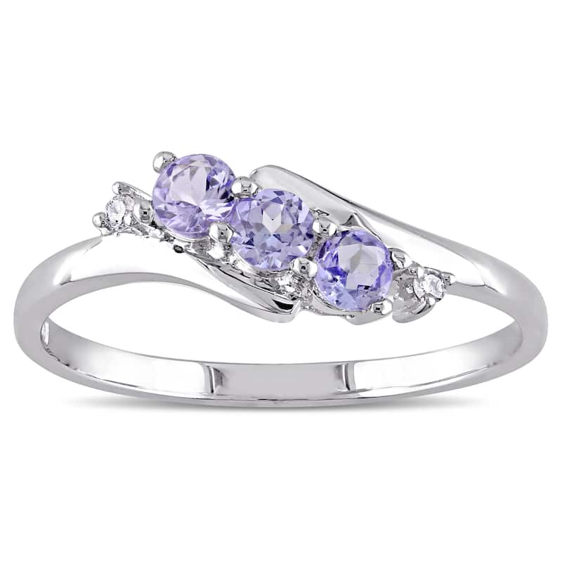 Miadora 10k White Gold Tanzanite and Diamond Accent Three-Stone Ring