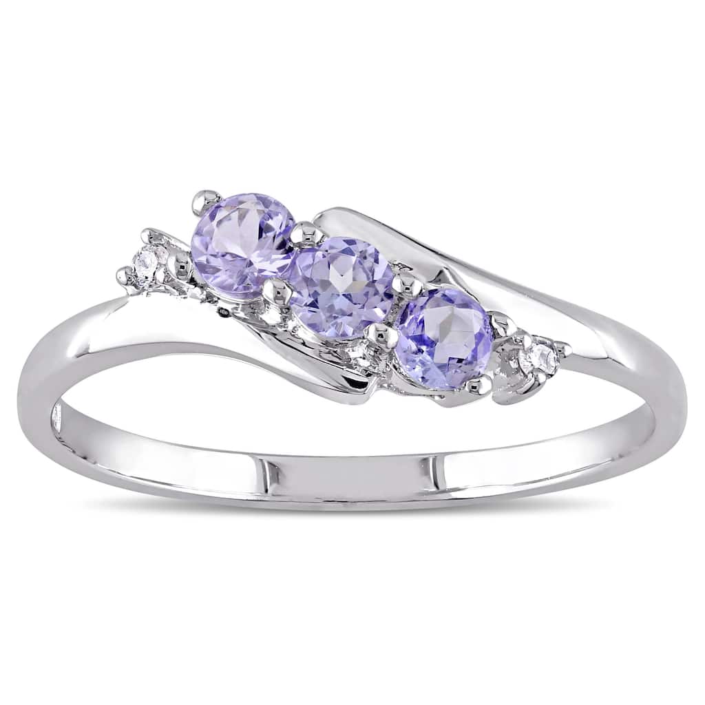 Miadora 10k White Gold Tanzanite and Diamond Accent Three-Stone Ring