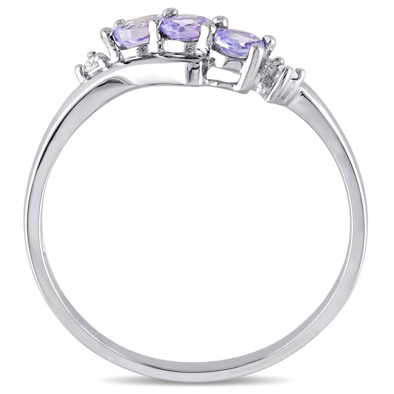 Miadora 10k White Gold Tanzanite and Diamond Accent Three-Stone Ring