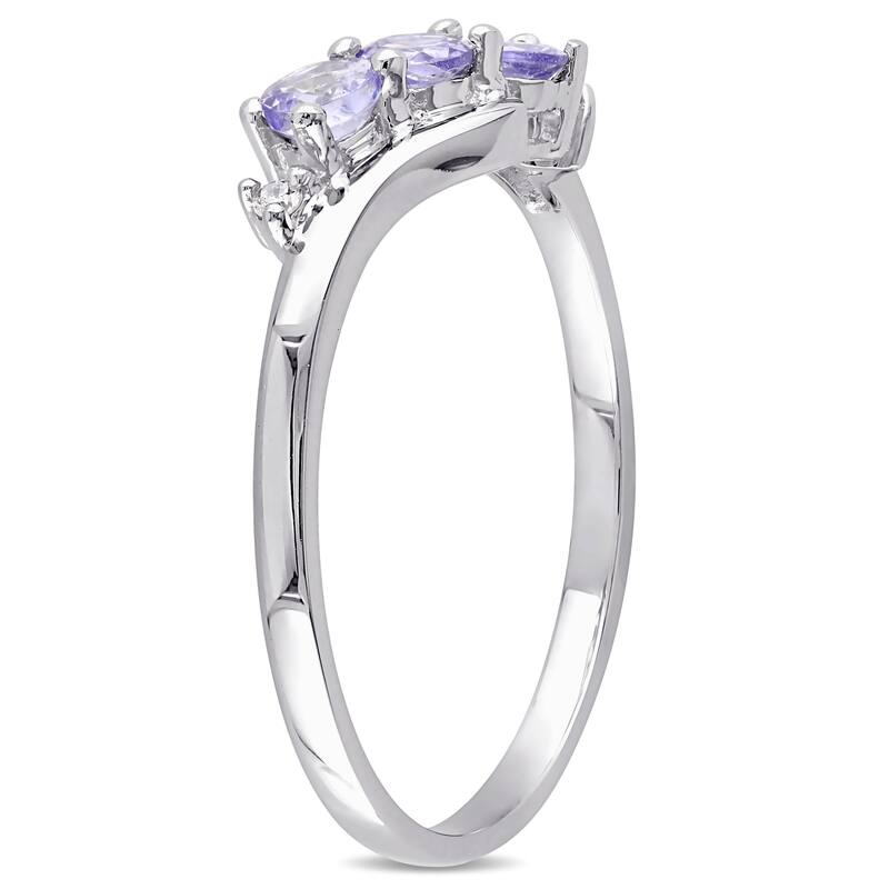 Miadora 10k White Gold Tanzanite and Diamond Accent Three-Stone Ring