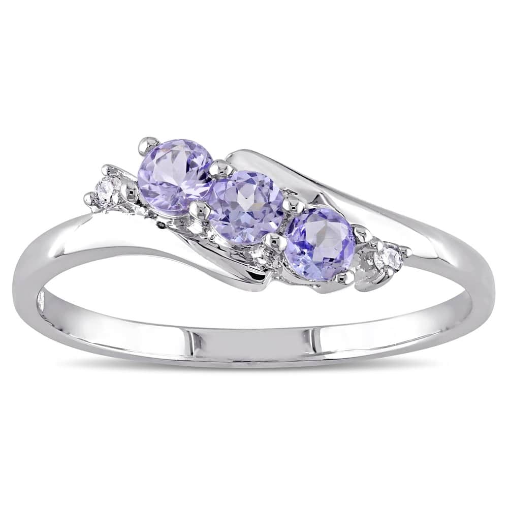 Miadora 10k White Gold Tanzanite and Diamond Accent Three-Stone Ring