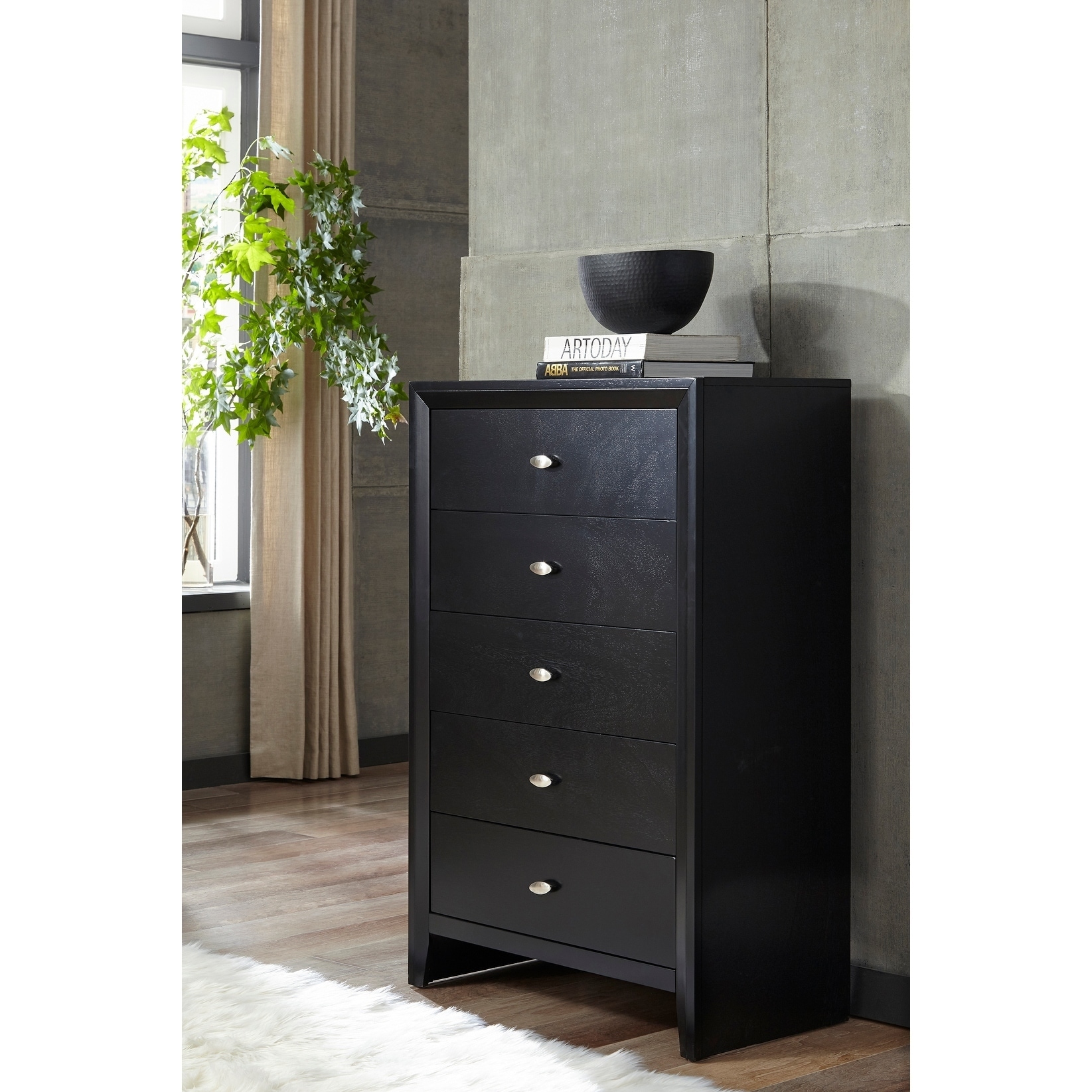 Global Furniture Usa Black Carolina Chest Black Size 5 drawer