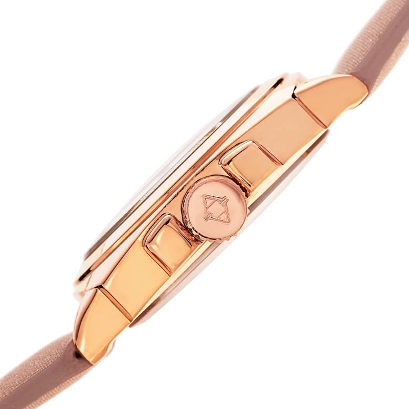 Akribos XXIV Women's Swiss Quartz Diamond-Accented Satin Rose-Tone Strap Watch