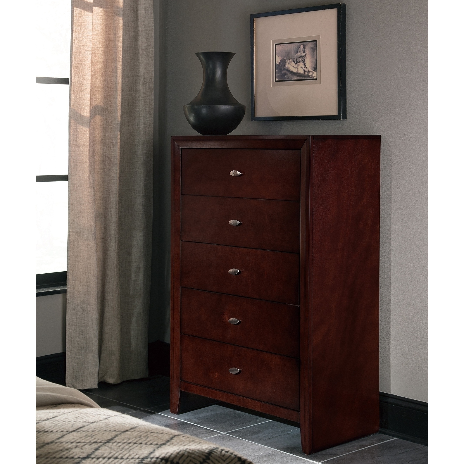 Global Furniture Usa Cherry Carolina Chest Cherry Size 5 drawer