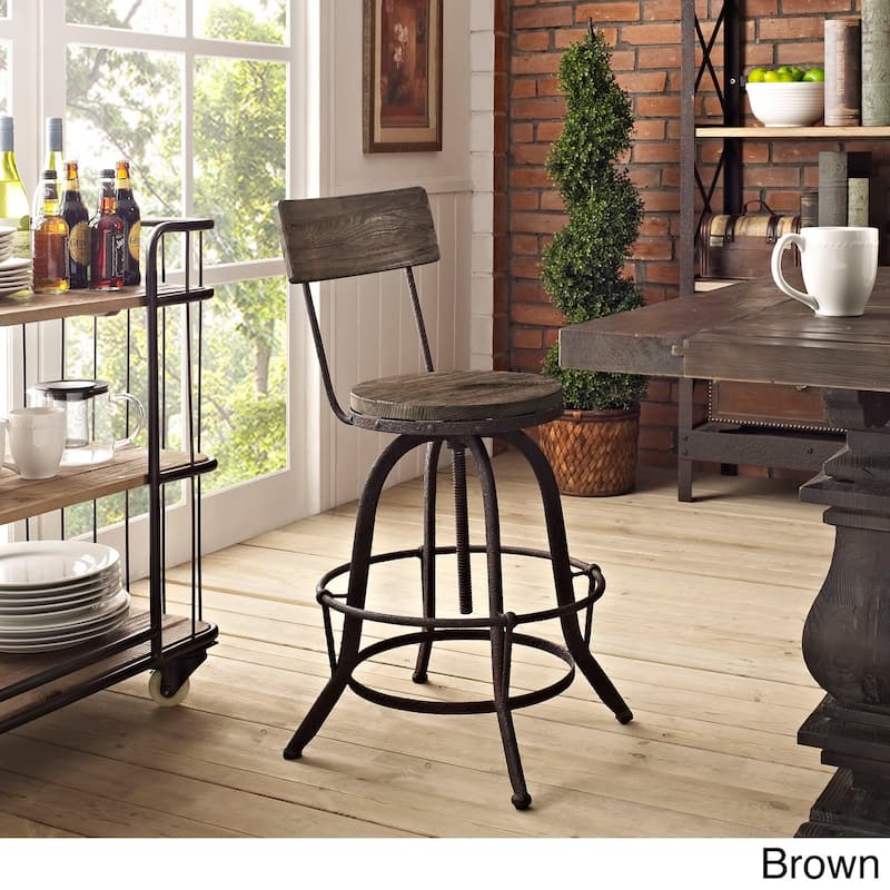 Carbon Loft Richard Wood and Metal Bar Stool