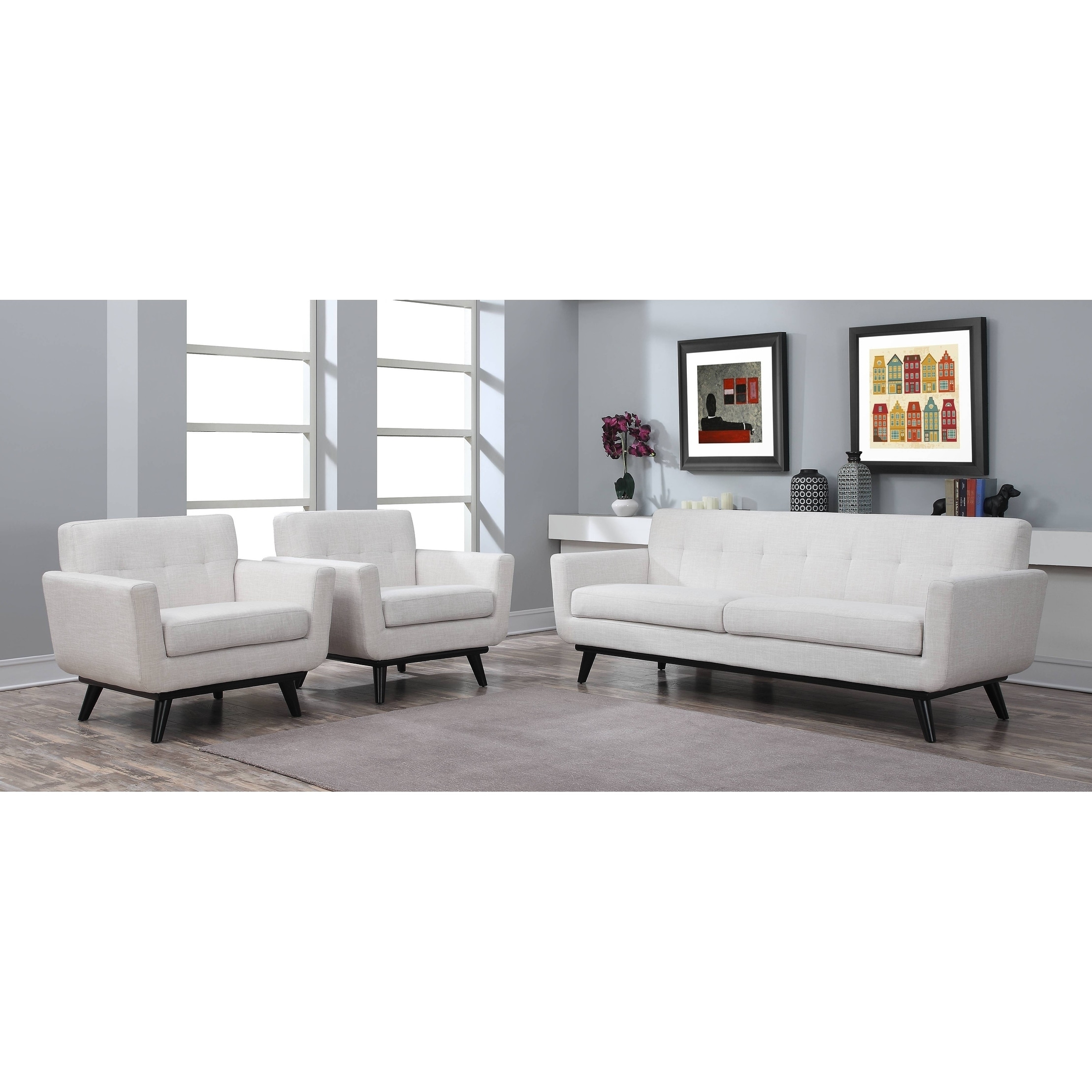 Calvin Beige Linen Modern Sofa