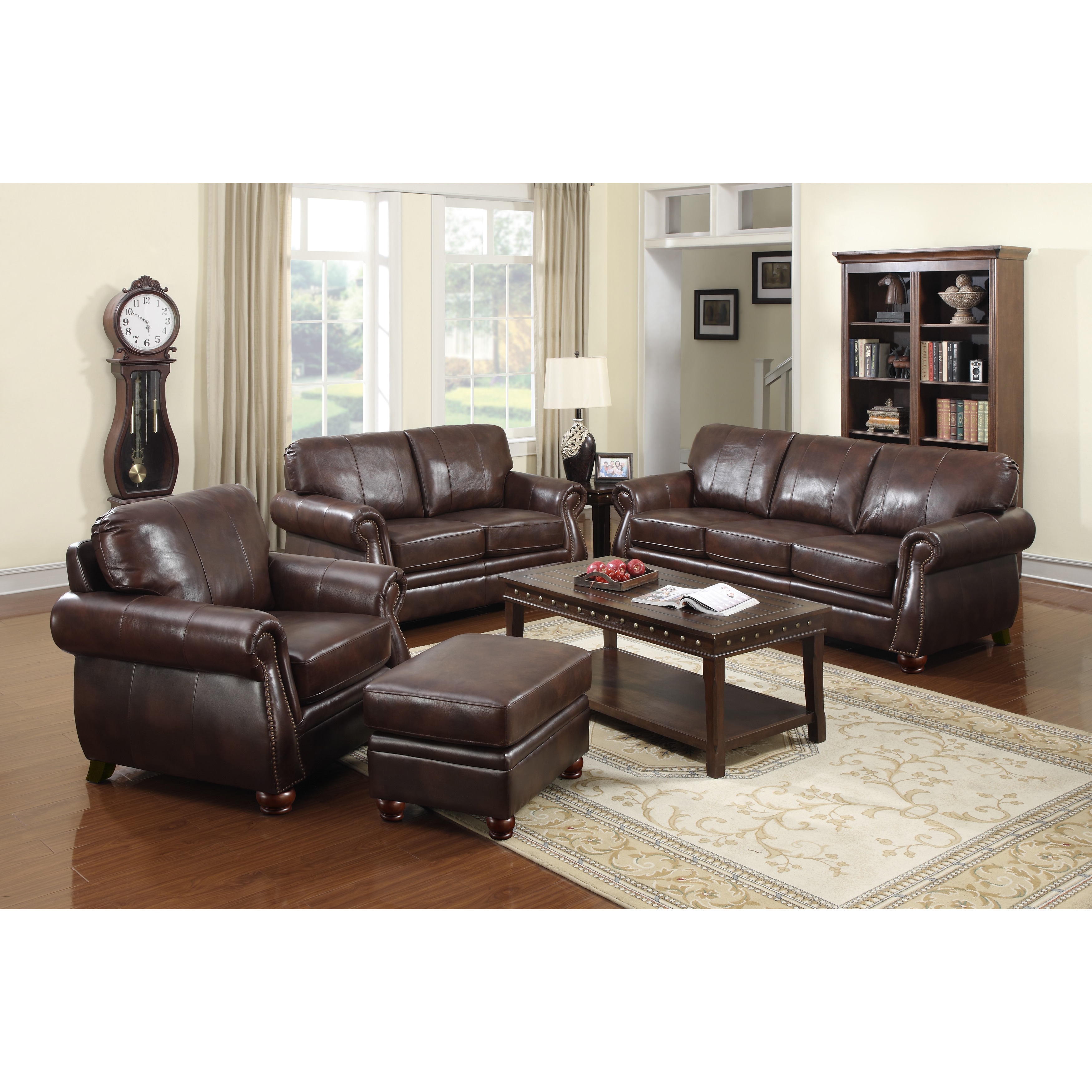 At Home Designs Monterey 4 piece Room Group In Natural Brown Leather