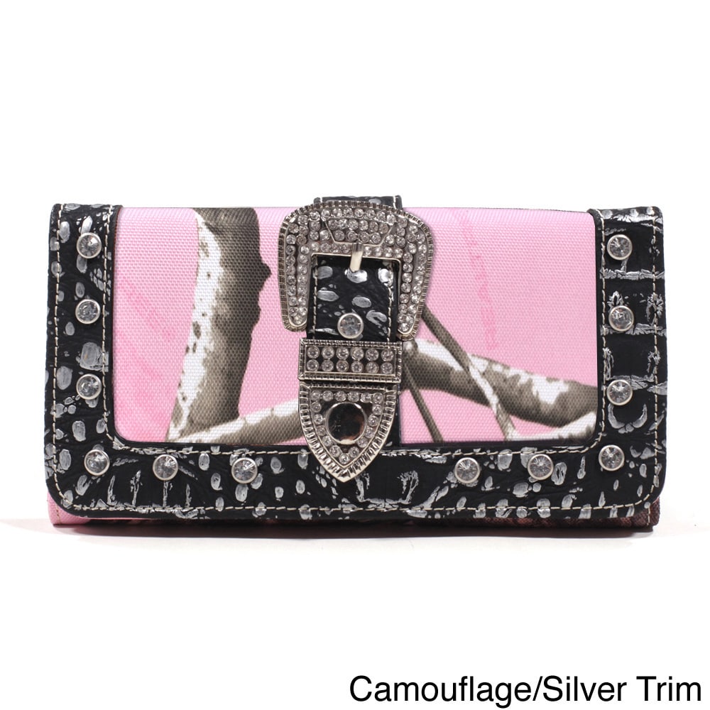 Realtree Rhinestone Buckle Camouflage Tri fold Wallet