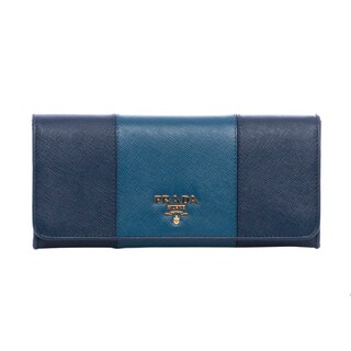 Prada Cobalt Blue/ Cornflower Blue Bicolor Flap Wallet