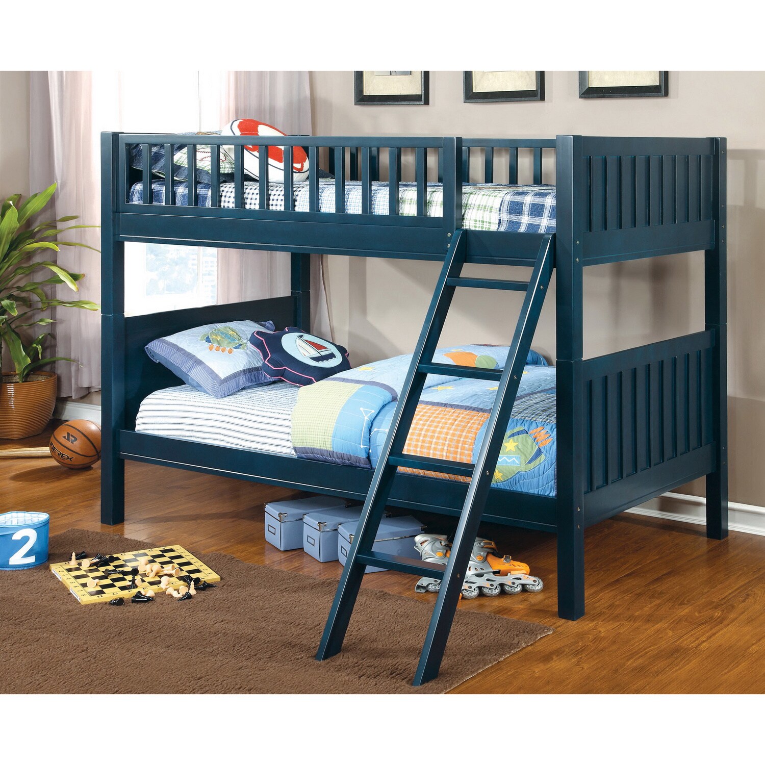 Furniture Of America Furniture Of America Jordin Twin over twin Blue Bunk Bed Blue Size Twin