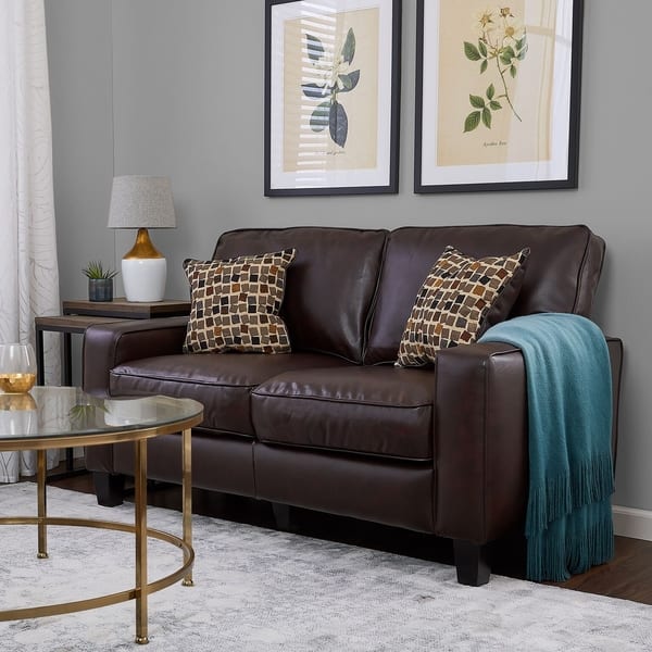 Shop Serta Rta Monaco Collection 60 Inch Brown Leather Sofa