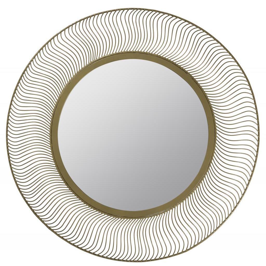 Trish Aged Goldtone Round Mirror