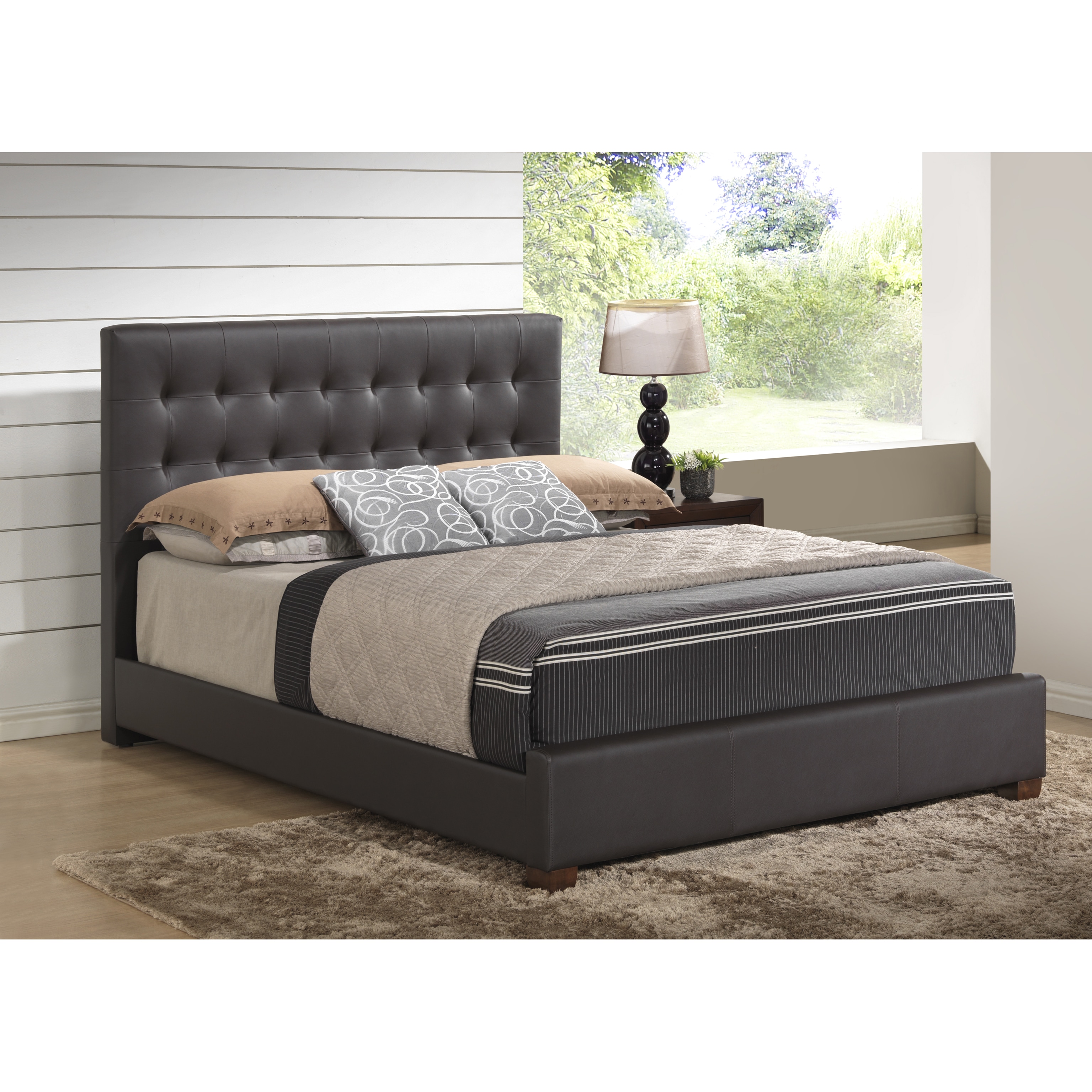 Global Furniture Usa Brown Pu Queen Bed Brown Size Queen