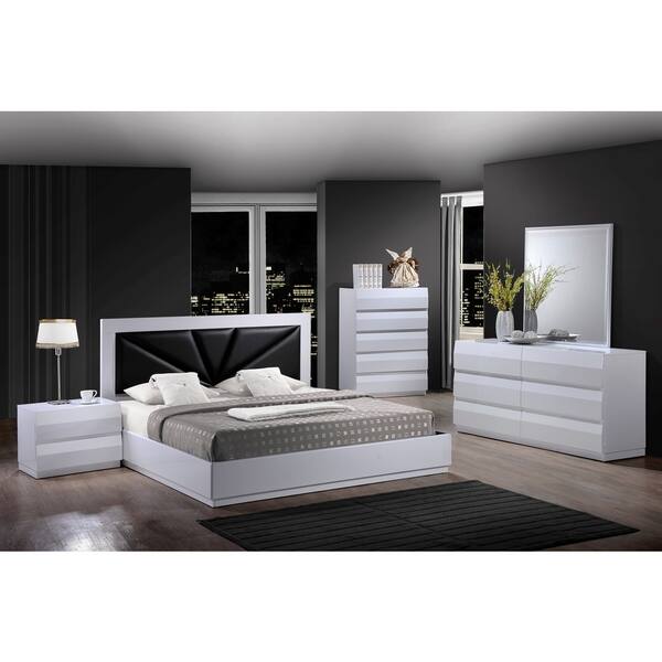 White High Gloss Queen Bed Bed Bath & Beyond 9089099