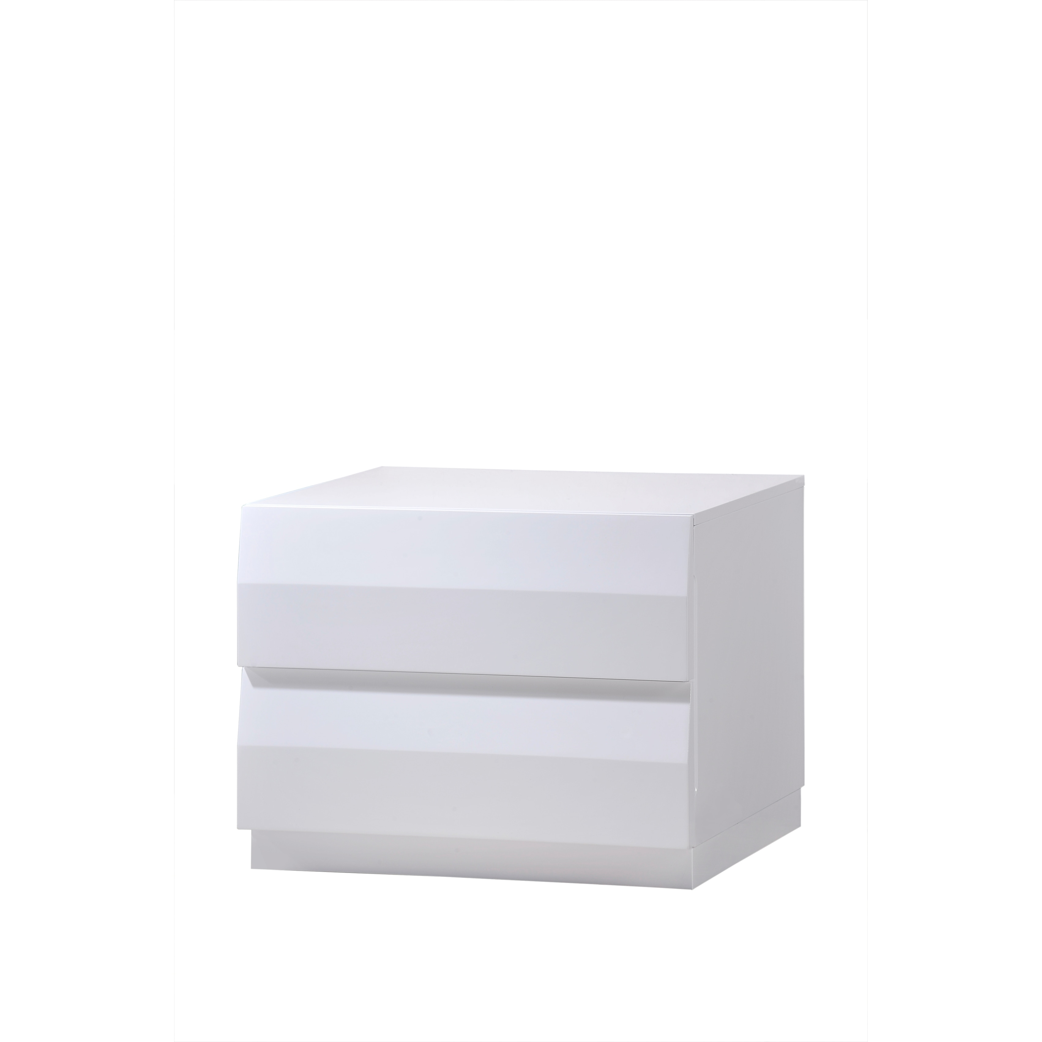 Global Furniture Usa White High Gloss Nightstand White Size 2 drawer